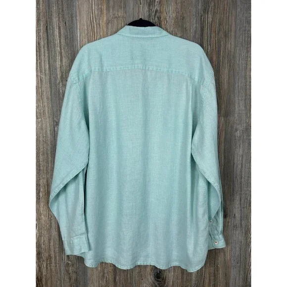 Tommy Bahama RELAX Button Up Shirt Men XL Linen Long Sleeve Blue Beach Nautical - Picture 5 of 12
